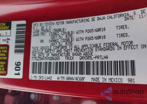 2019 Toyota Tacoma Limited from USA, damaged, VIN 3TMGZ5AN7KM206265